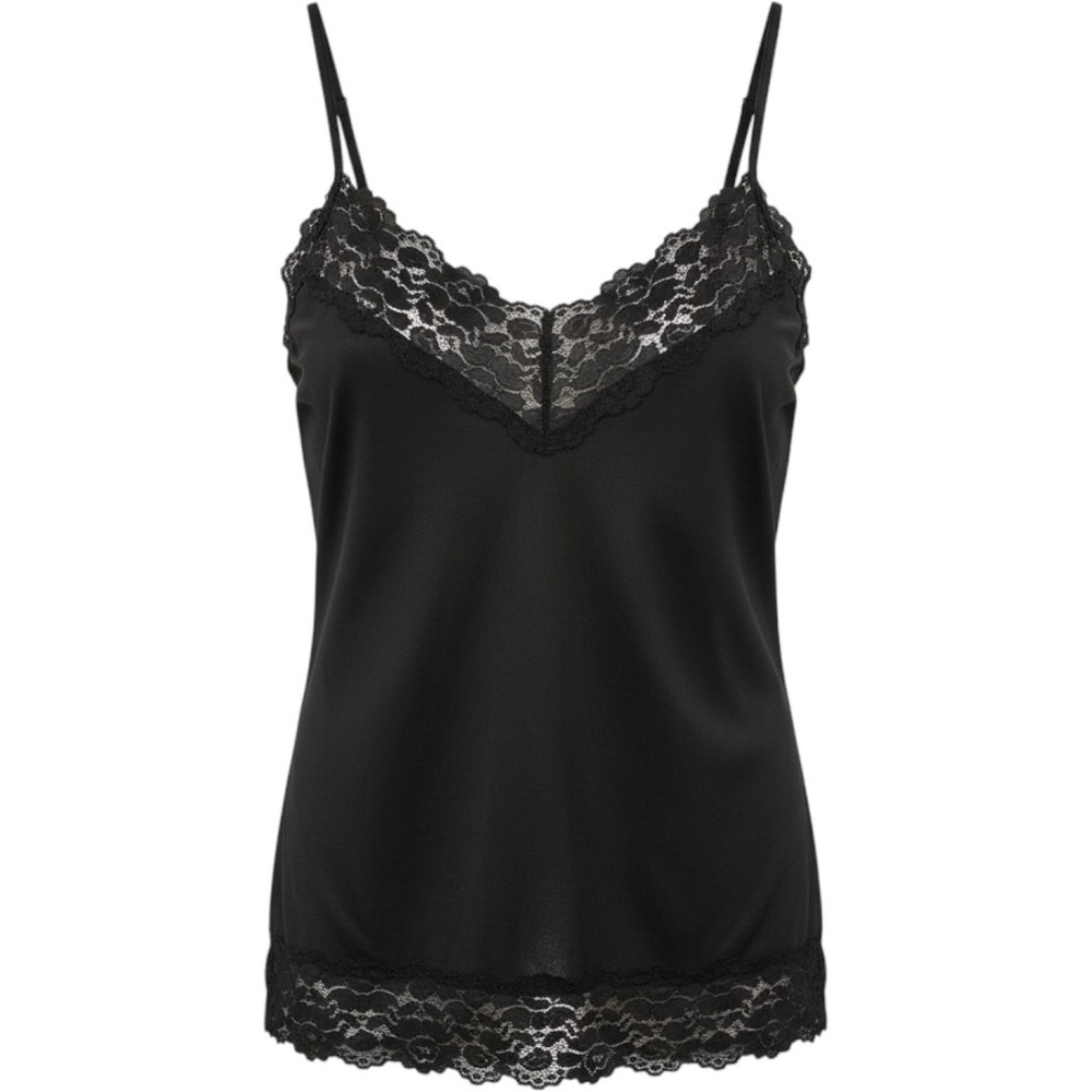 White House Black Market Black Lace Trim Cami Adjustable Straps Small 111459